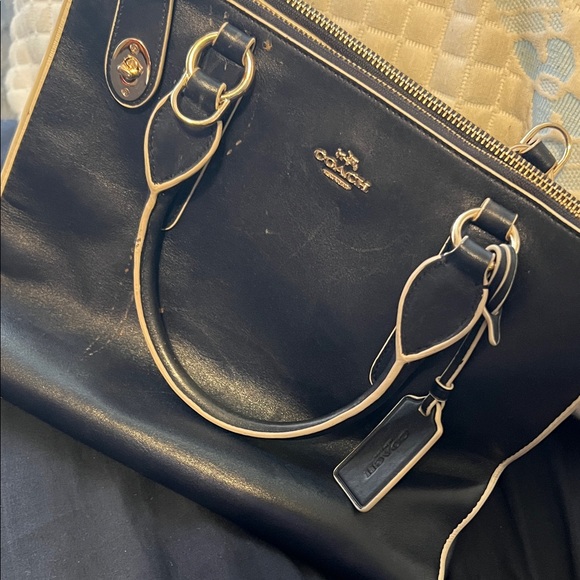 Coach Black Leather Satchel with Gold Accents - Picture 1 of 1